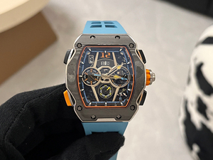Racing Series 65-01 Men <b>Watch</b> 48mm Tonneau <b>Case</b> Rubber Strap Digital Mechanical Wristwatch - Product Image 3