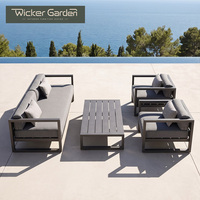 Ensemble de salon de jardin en aluminium coulé, design minimaliste, résistant aux intempéries et à la rouille, pour villa