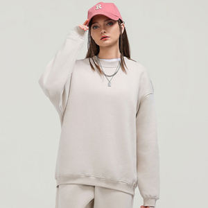 Heavyweight 350GSM <b>Men's</b> Crewneck <b>White</b> Blank Sweatshirt Plain Dyed Fleece Drop Shoulder Crewneck <b>Hoodie</b> - Product Image 1