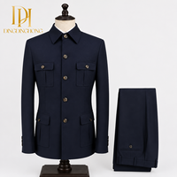 Costume homme tendance, best-seller, deux pièces, coupe ajustée, costume décontracté pour affaires, ensemble de costume décontracté à manches courtes multi-poches
