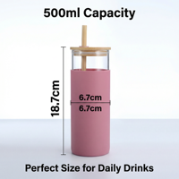 Gobelet en verre borosilicate avec paille 500 ml, manchon en silicone résistant à la chaleur, fabriqué à la main, compatible lave-vaisselle, unisexe, logo personnalisé OEM