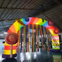 Nouvelle conception d'arche gonflable pour fête, en forme de bonbon, avec éclairage LED, arche gonflable en forme de bonbon avec décoration en forme de nœud pour la cour