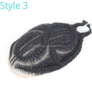 Novedad Q6 Afro <span class=keywords><strong>trenzas</strong></span> estilos de pelo tupé encaje Invisible Afro <span class=keywords><strong>trenzas</strong></span> rizadas hombre pelucas de pelo negro africano reemplazos para <span class=keywords><strong>hombres</strong></span> - Product Image 5