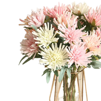 G-1209-2-1 Vente en gros de fleurs de chrysanthème artificielles réalistes à grande tête, chrysanthèmes blancs doux pour la décoration de mariage