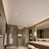 Plaque de plafond en PVC blanc mat WYRAX pour salle de bain d'hôtel, 250x7,5 mm, résistante à l'humidité, à faible éblouissement, à chambre creuse