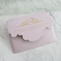 Mariage en acrylique avec miroir en or royal, carte de texte découpée au laser, invitation en feuille d'or avec enveloppes violettes