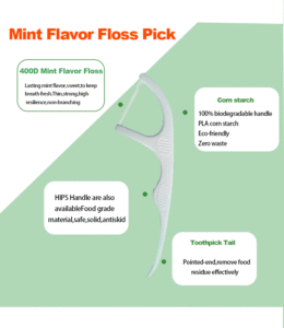 Pick per filo interdentale per stuzzicadenti per prodotti per la cura orale vegana ecologica biodegradabile all'ingrosso - Product Image 3