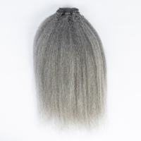 Extensions de cheveux humains raides et bouclés couleur piano gris argenté et noir, tissage en trame pour femmes, 100g