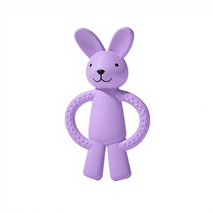 100% Edible Silicone Baby Rabbit Teether <b>Food</b> Grade Soft <b>Toy</b> Rattle Gift Features Cow Elephant Sensory Shapes Made China Model - Product Image 1