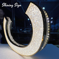 Enseigne murale lumineuse 3D personnalisée en strass brillants pour boutique