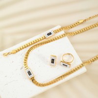 Ensemble de 4 colliers en acier inoxydable avec pendentifs lettre S et signe dollar, style Moyen-Orient