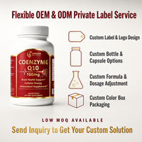 Complément Alimentaire OEM/ODM Marque Privée Coenzyme Q10 100mg Gélules Molles Énergie Cellulaire Antioxydant Soutien Cérébral