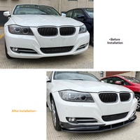 Stiker Body Kit Pelindung Sudut Spoiler Depan untuk Seri 3 E90/E91 (2009-2012) OLIVER Fitment Serat Karbon Hitam