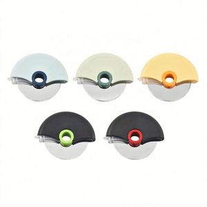 Custom Logo Stainless Steel Covered Blade Round Plastic <b>Safety</b> Pizza <b>Cutter</b> for Restaurant Giveaways - Product Image 2
