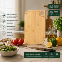 Tabla de cortar de bambú ecológica al por mayor con ranura para jugos y orificio para colgar, logotipo personalizado OEM para cocina