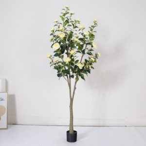 Plastic Camellia Artificial Potted Plant Outdoor Indoor for Office Garden Decoration Home Decor Faux Trees Artificial Plants - Product Image 2