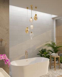 Candelabro de cuentas de vidrio Villa Lujoso Duplex Magnífico Candelabro de escalera en espiral de techo alto para villas - Product Image 1