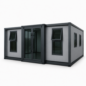 Industrial <b>Grey</b> Steel <b>Frame</b> 20FT Prefab Tiny House-Dual Wing Expandable Container Home for Apartment/Workshop/Kitchen Dark - Product Image 1