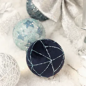 New Design Christmas Ball Sets Hand Painted With Glitter Painted Hanging Ornaments