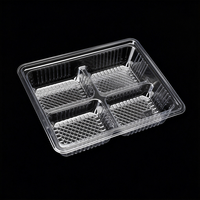Barquette alimentaire jetable en plastique PET transparent à 4 compartiments pour l'emballage de desserts et de pâtisseries