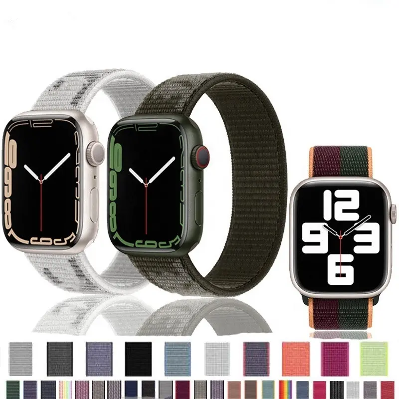 Cinturino per orologio sportivo regolabile staccabile cinturino per orologio a strisce in nylon nato intrecciato per cinturini apple watch 7