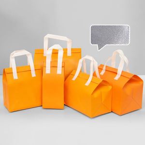 Sac isotherme personnalisé en non-tissé avec logo, sac de livraison alimentaire en aluminium pour desserts, sac isotherme pour plats à emporter avec poignée - Product Image 1