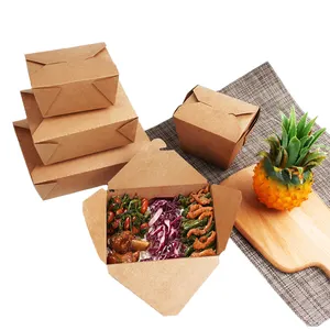 Caixa de papel eco friendly personalizada, caixa de embalagem de alimentos rápida descartável com tampa desligada