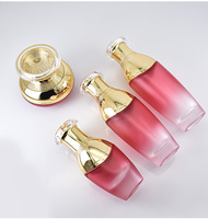 Ensemble d'emballages personnalisés en verre rose ovale pour sérum, essence, crème ou huile de soin, avec couvercles, 50g 40ml 100ml 120ml