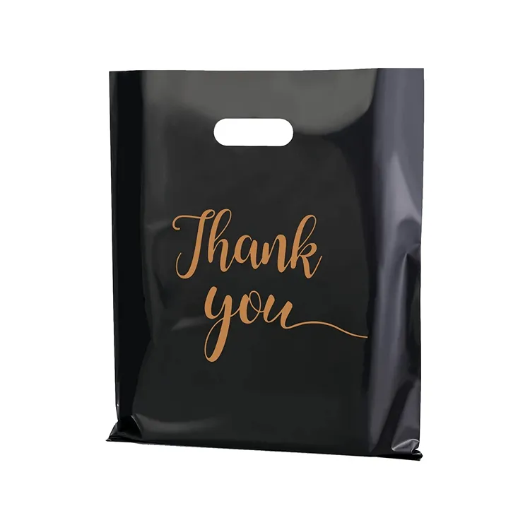 Bolsa de plástico LDPE troquelada negra personalizada, bolsa de refuerzo lateral ecológica para ropa de cama y paraguas, uso Industrial