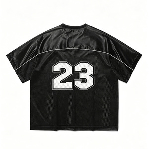 Camiseta de Fútbol Americano Healy Personalizada, Negra, de Malla, Cuello en V, Manga Corta, Transpirable, de Secado Rápido, que Absorbe la Humedad, Unisex, para Adultos, de Verano - Product Image 2
