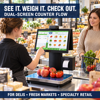 Timbangan Kasir Komersial 15kg/30kg dengan Sistem Windows/Android OEM untuk Pasar Kelontong dan Pasar Sayur