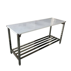 Mesa de Trabajo Plegable Comercial VCT de Acero Inoxidable de 2 Niveles con Acabado Pulido, Capacidad de Carga de 800 Kg/m para Cocina Comercial - Product Image 1