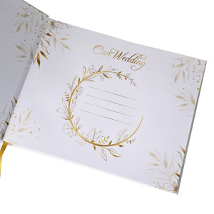 Livre d'or de mariage en feuille d'or avec un design unique, livres de vœux de mariage de luxe, coffret cadeau en papier écologique, vente populaire - Product Image 2