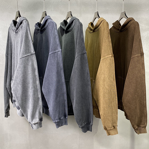 420G Street Made Old Washed Casual felpa dei pesi massimi da uomo e donna ampia giacca retrò con cappuccio - Product Image 1