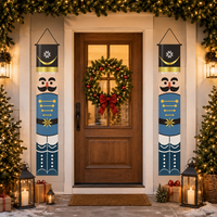 Paire de rideaux de porte de Noël en tissu, décoration verticale, Père Noël, Bonhomme de neige, Gnome, pour porche et entrée, décoration de vacances réutilisable