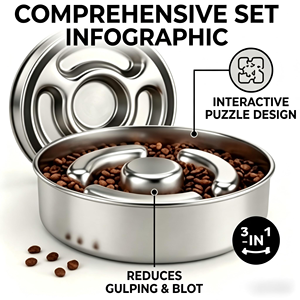 Durable 25 Oz 304 Stainless Steel Bowls Pet Dog Feeding Food Elevated <b>Feeder</b> Metal Eating <b>Slow</b> Bowl - Product Image 5