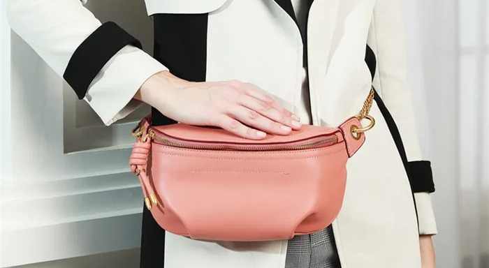 Jranter Fashion Lady Waist Bag Genuine Leather Travel Pack