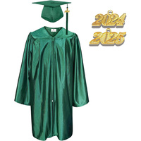 Set Jubah dan Topi Wisuda Anak Bahan Satin Mengkilap untuk Anak Usia 3-8 Tahun, Seragam Upacara Wisuda dengan Logo Kustom