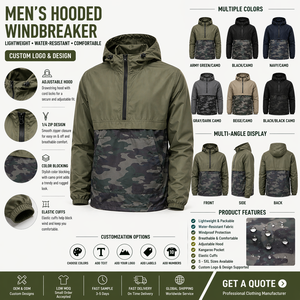 Men Hooded Anorak <b>Jacket</b> Lightweight Windbreaker Waterproof Breathable Outdoor Fishing Hiking <b>Jacket</b> Custom Logo - Product Image 3