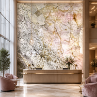 Grande dalle de quartzite rose naturel poli de Patagonie pour îlot de cuisine de luxe, comptoir, mur d'accentuation et carrelage de sol
