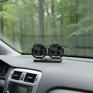 Ventilateur de voiture électrique portable à double embout 12V/24V/5V USB pour voitures, camions et fourgonnettes, système de refroidissement spécifique à l'été, faible bruit 30-34 dB, puissance 10W - Product Image 3