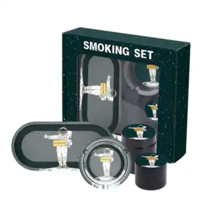 Cendrier en verre plateau roulant broyeur en métal pot de tabac boîte tout en un ensemble de fumer kit d'accessoires de tabac