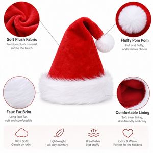 หมวกคริสต์มาสกำมะหยี่สั่งทำขายส่ง หลายสี พร้อมพู่ขนสีขาว หมวกซานต้าแบบกำหนดเอง ของขวัญวันหยุด ซื้อจำนวนมาก - Product Image 4