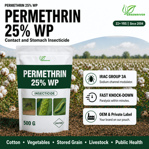 GREENRIVER Permethrin 25% WP <span class=keywords><strong>Insecticida</strong></span> de Amplio Espectro <span class=keywords><strong>para</strong></span> el Control de Plagas en Vegetales, Algodón y Plantas Ornamentales - Product Image 1