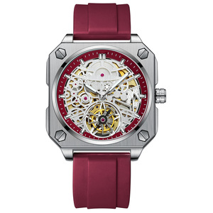 Square Watch Men's Tourbillon Designer Uhren Crystal Transparent Waterproof Montre Homme Iced Out <b>Automatic</b> Mechanical Watch - Product Image 6