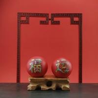 Boules de Baoding en fer, art traditionnel chinois, boules décoratives pour exercices manuels, pour collection et cadeau, avec boîte cadeau elliptique