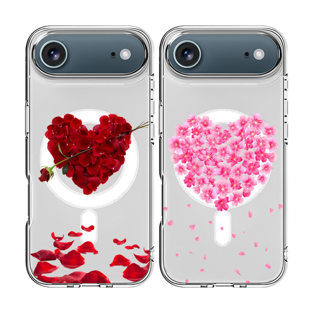 Love Heart Flower Shockproof Magnetic Phone Case for iPhone 17 Pro Max AIR