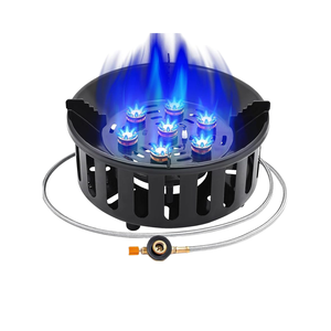 丁烷燃烧器 72,000 BTU 单燃烧器燃气灶户外烹饪防风野营加长软管 3 个适配器燃气灶 - Product Image 1