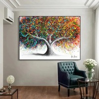 Affiche d'art mural abstrait et coloré sur toile, motif arbre de la fortune, pour salon, décoration moderne de la maison