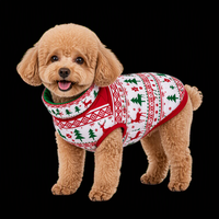 Manteau de Noël pour animaux de compagnie, veste en tricot pour animaux de compagnie, motif cerf et sapin rouge et vert pour chiens et chats